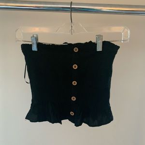 Black tube top with wood buttons